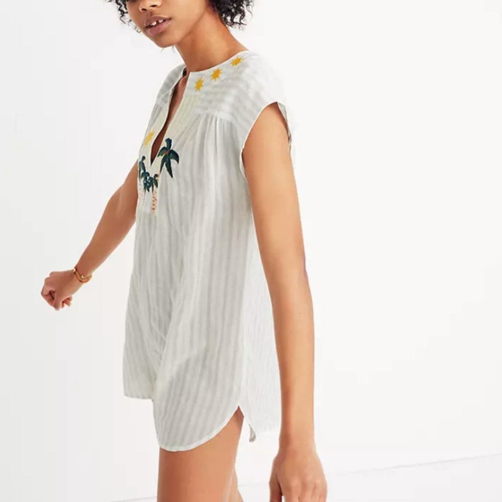 Madewell Embroidered Cover-Up Tunic Dress